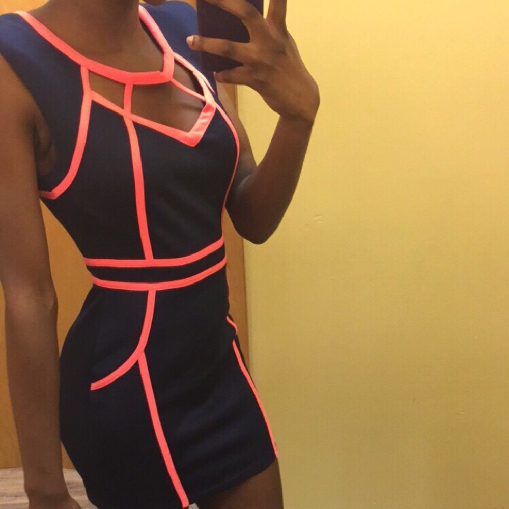 blue & pink cut-out, bodycon dress from Windsor!